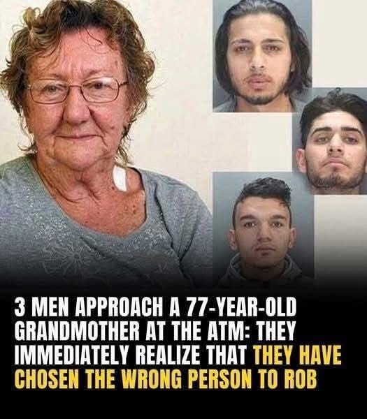 Three robbers approach a 77-year-old