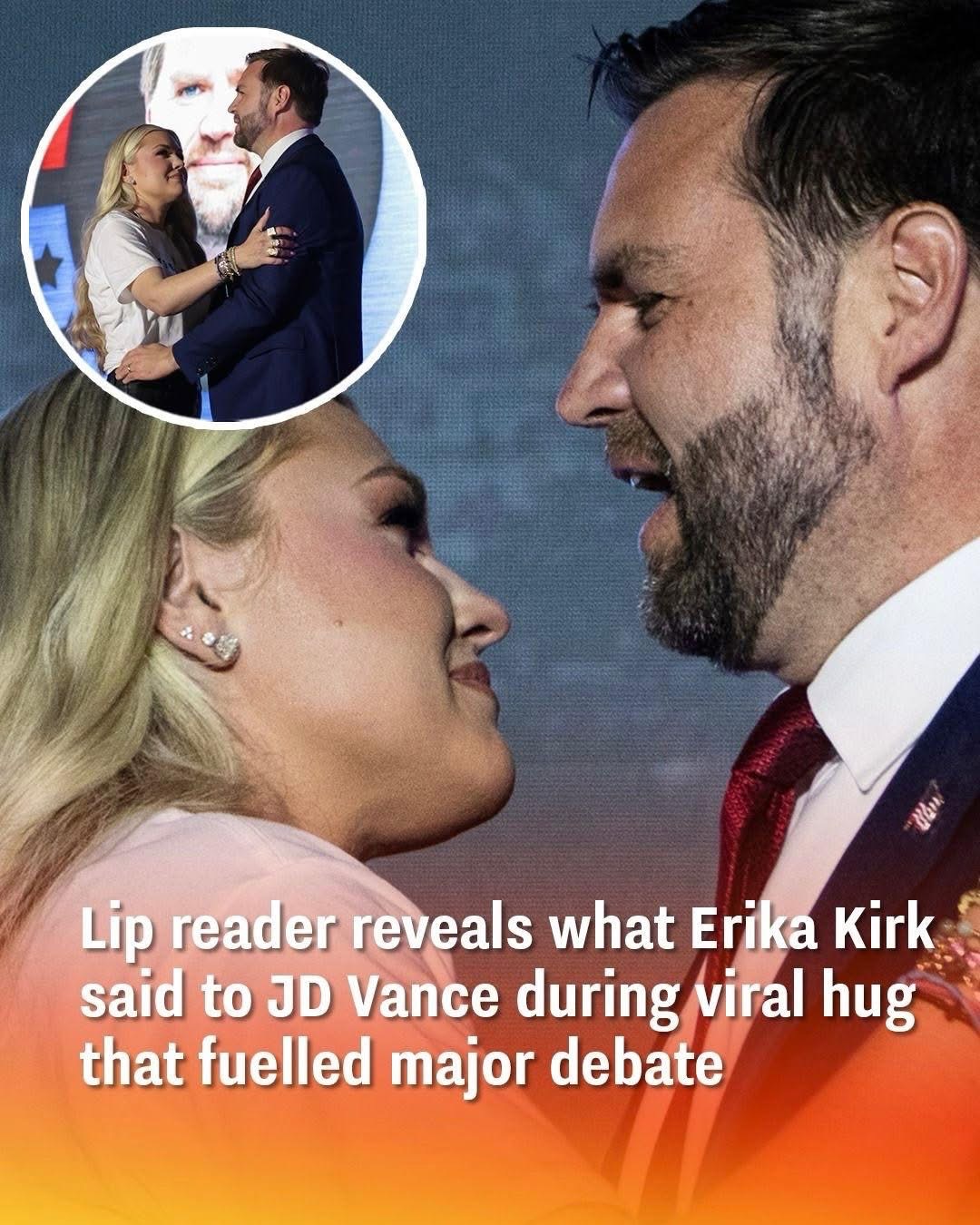 Lip Reader Reveals What Erika Kirk Whispered to JD Vance During That Viral Hug — And It Changes Everything