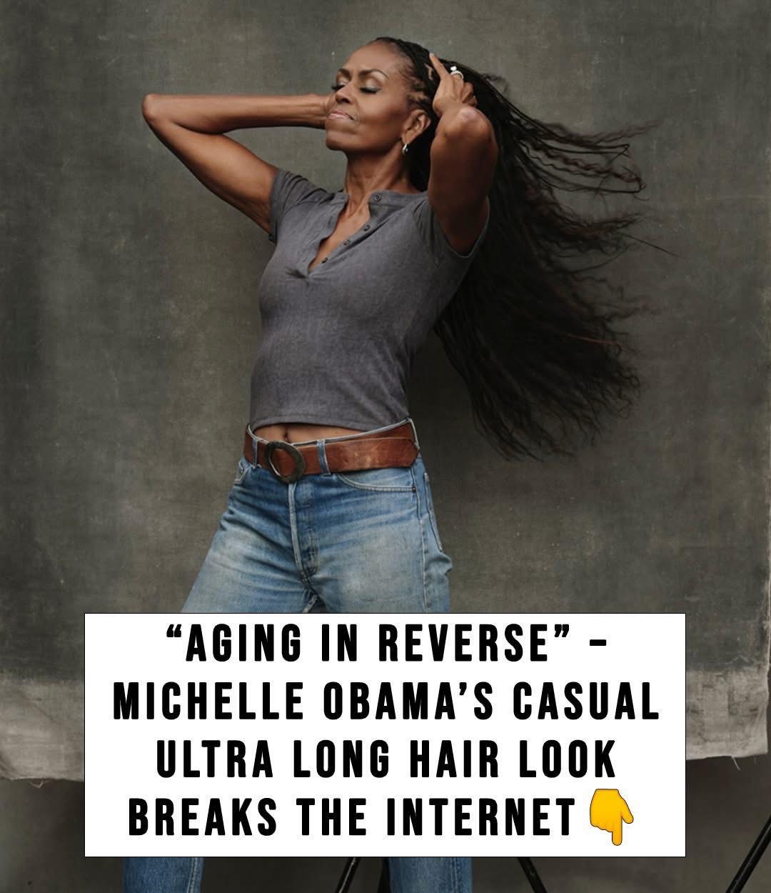 Michelle Obama’s casual look with ultra-long hair shocks people