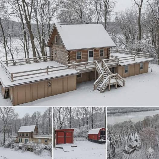 Riverfront Log Cabin on 3.75 Acres Offers Peaceful Living