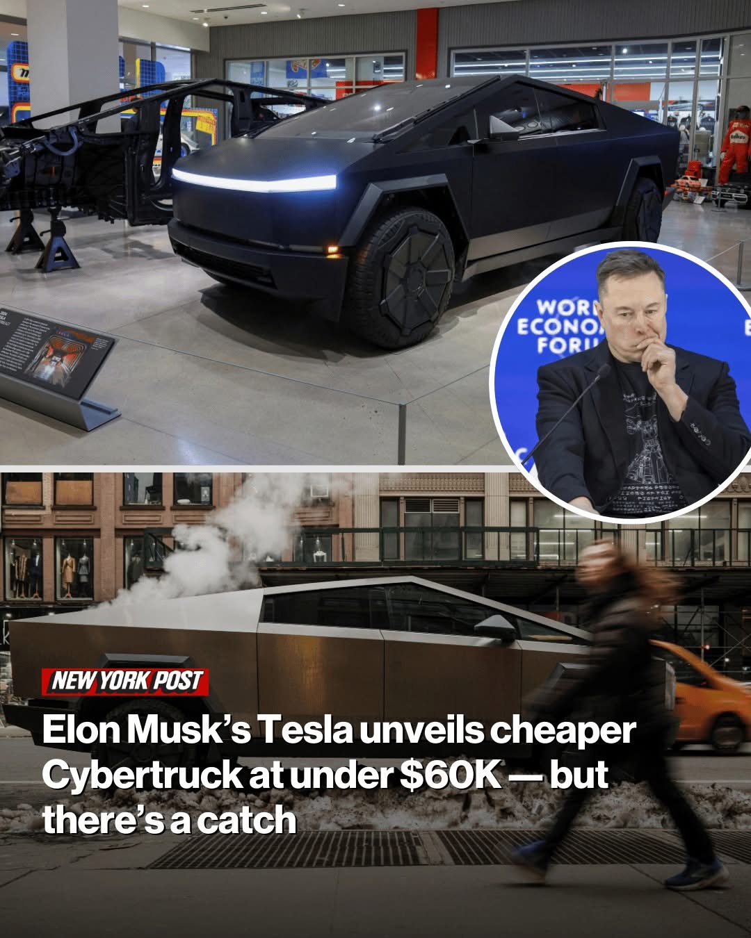 Elon Musk’s Tesla unveils cheaper Cybertruck at under $60K — but there’s a catch