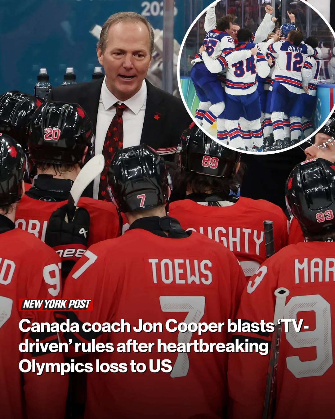 Canada coach Jon Cooper blasts ‘TV-driven’ rules after heartbreaking Olympics loss to US