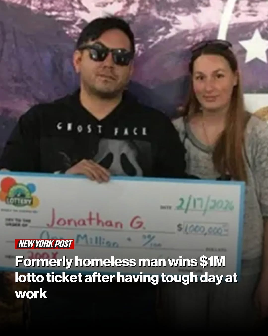 Formerly homeless man wins $1M lotto ticket after having tough day at work