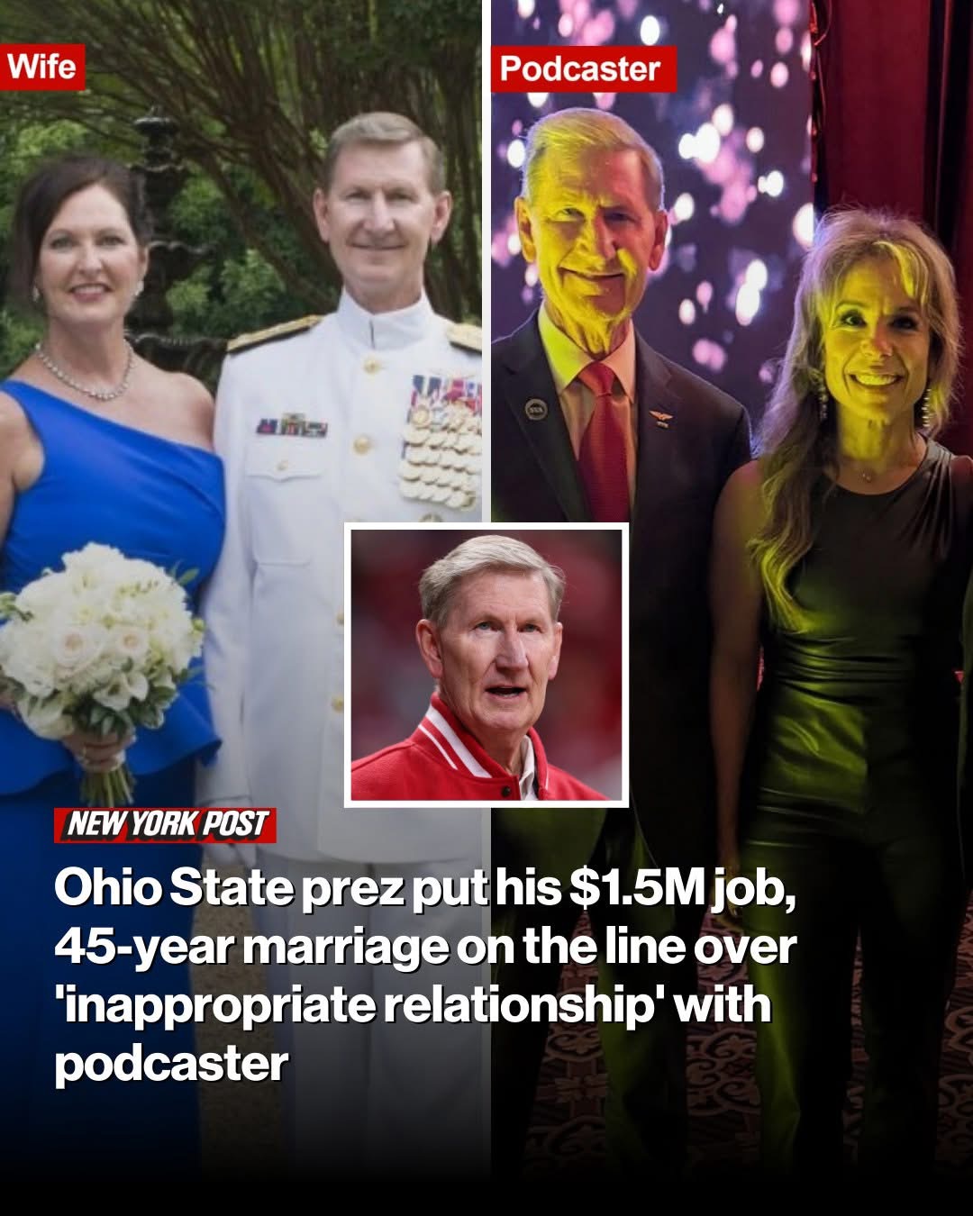 Ohio State president Ted Carter put his $1.5M job, 45-year marriage on the line over ‘inappropriate relationship’ with podcaster: report
