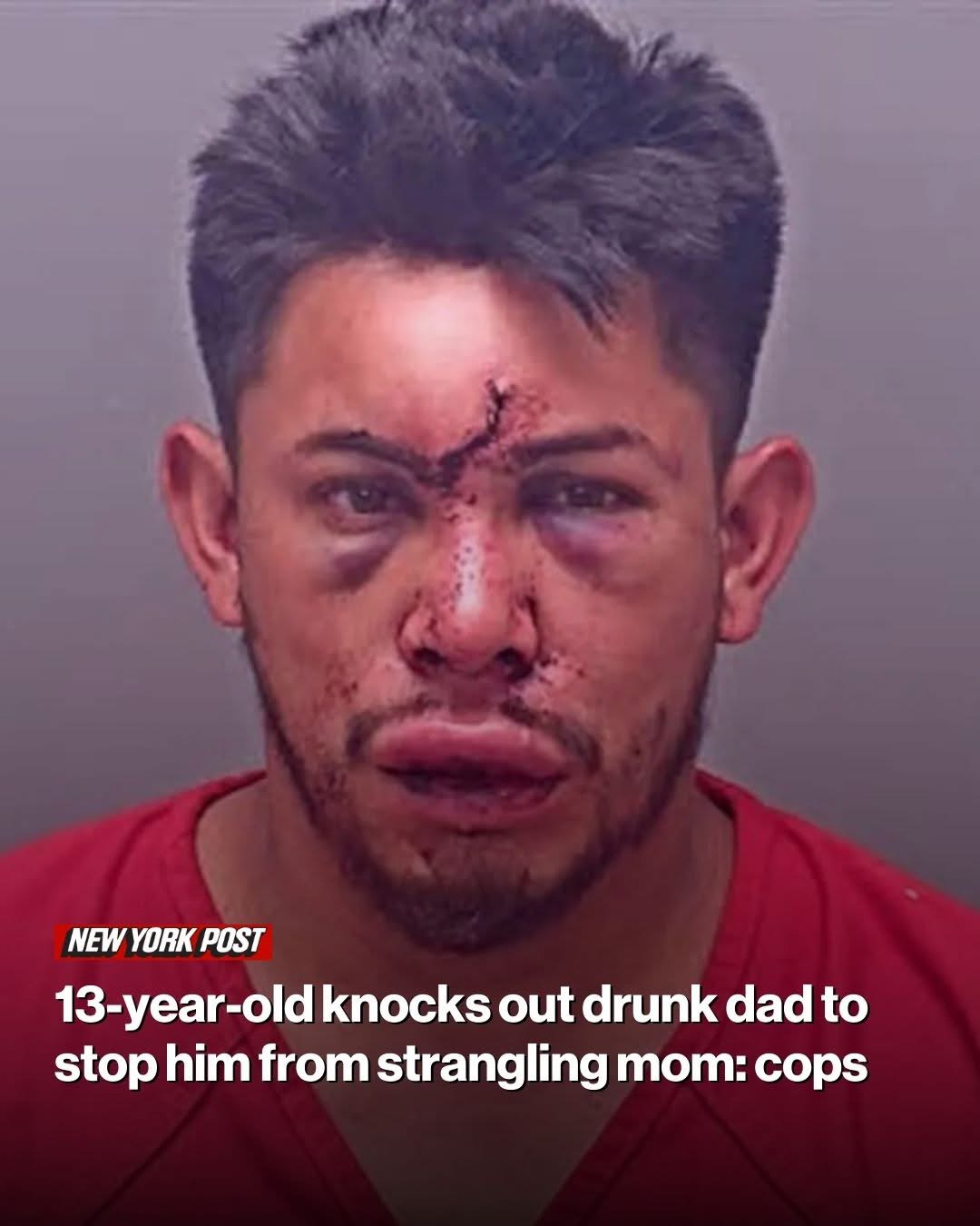 13-year-old savagely knocks out drunk dad to stop him from strangling mom: cops