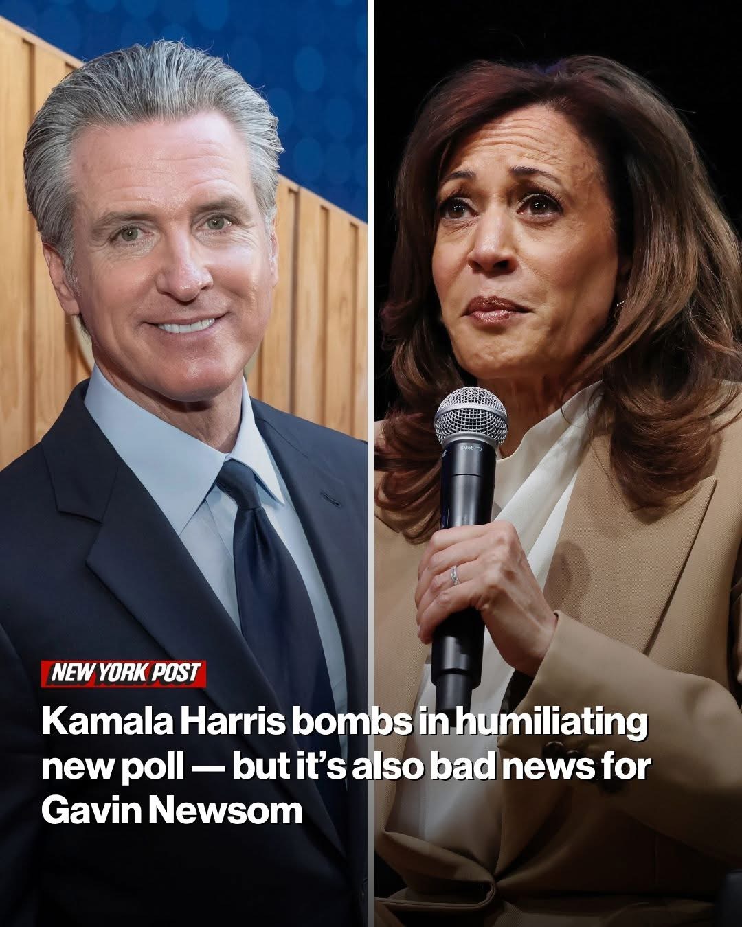 Kamala Harris bombs in humiliating new poll — but it’s also bad news for Gavin Newsom