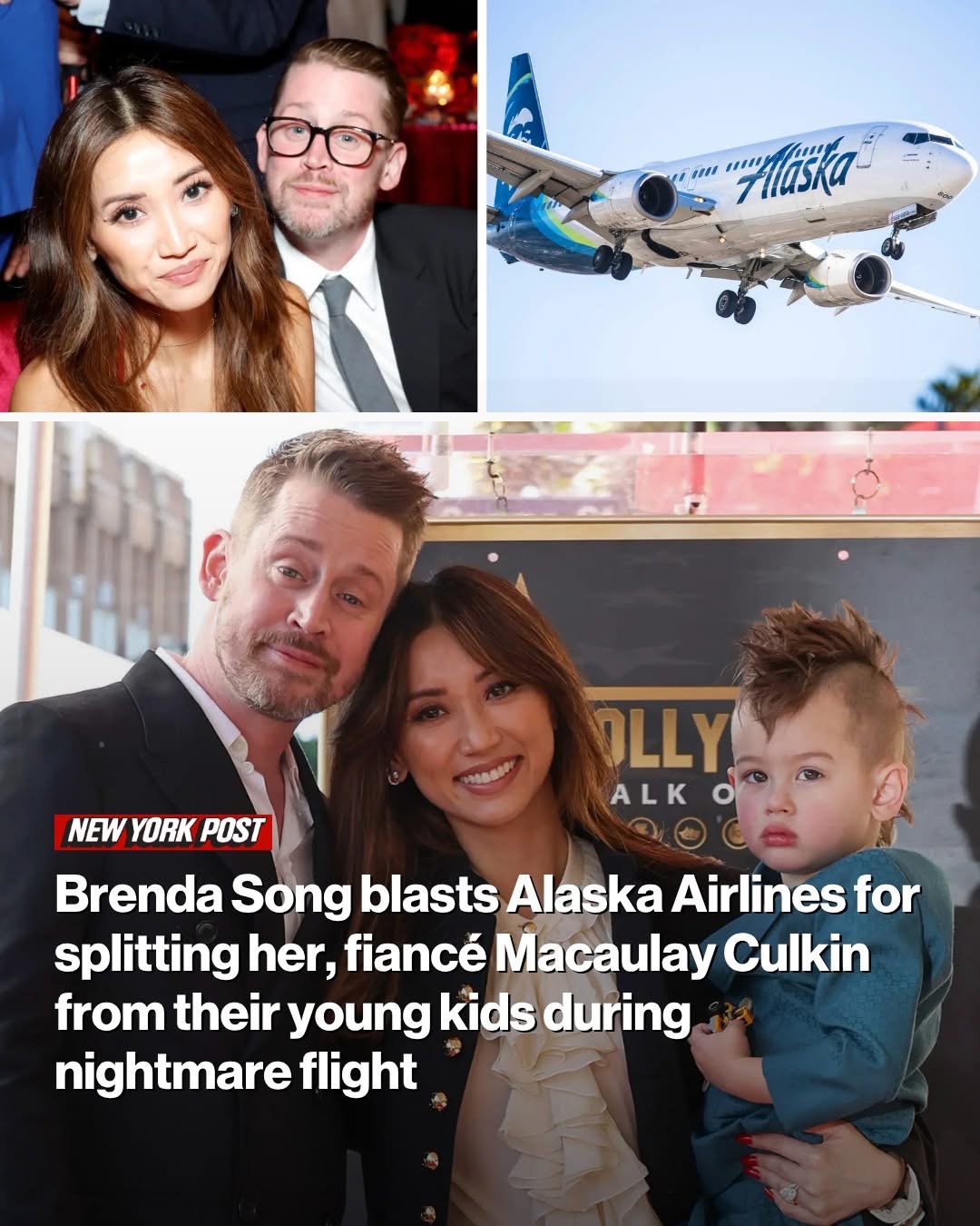Brenda Song blasts Alaska Airlines for splitting her, fiancé Macaulay Culkin from their young kids during nightmare flight