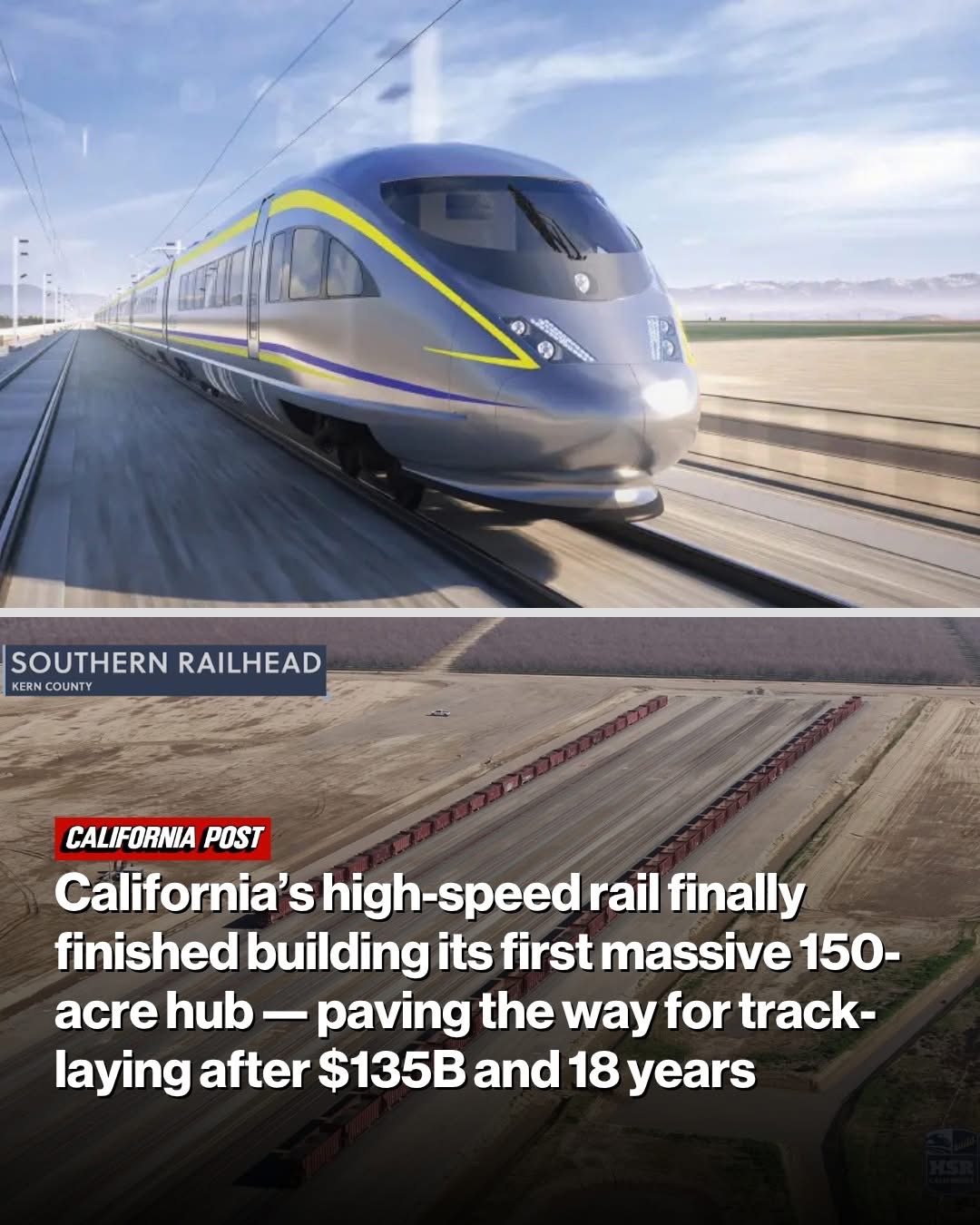 California’s high-speed rail finally finished building its first massive 150-acre hub — paving the way for track-laying after $135B and 18 years