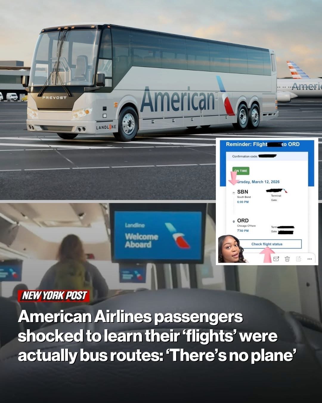 American Airlines passengers shocked to learn their ‘flights’ were actually bus routes: ‘There’s no plane’