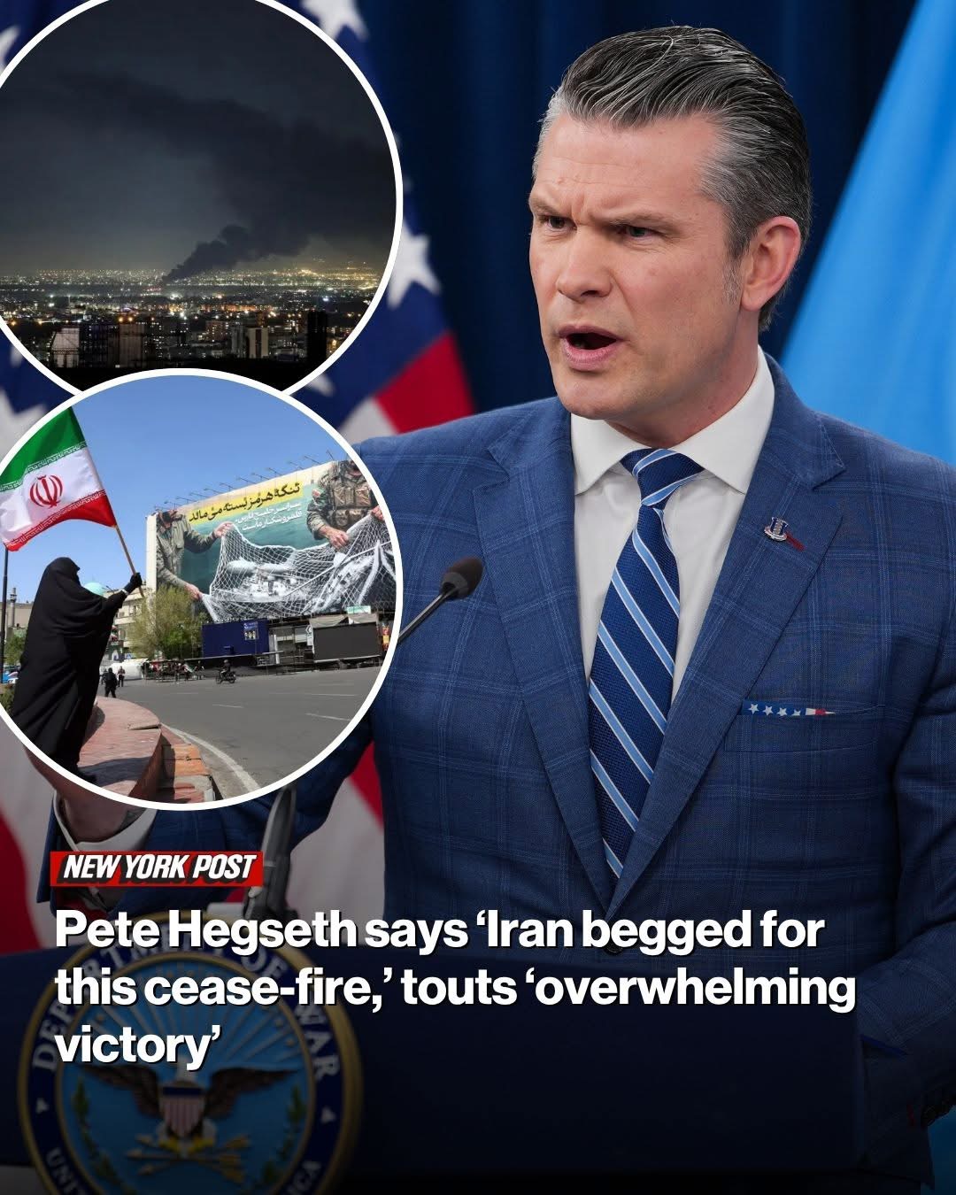 Pete Hegseth says ‘Iran begged for this cease-fire,’ touts ‘overwhelming victory’