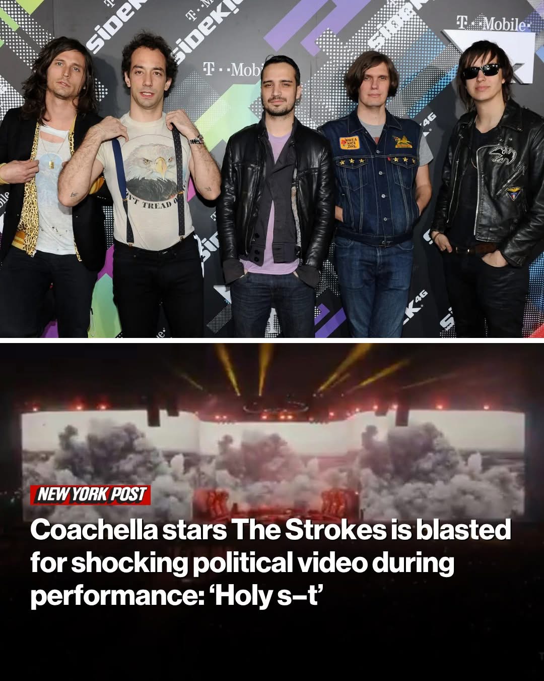 Coachella stars The Strokes is blasted for shocking political video during performance: ‘Holy s–t’