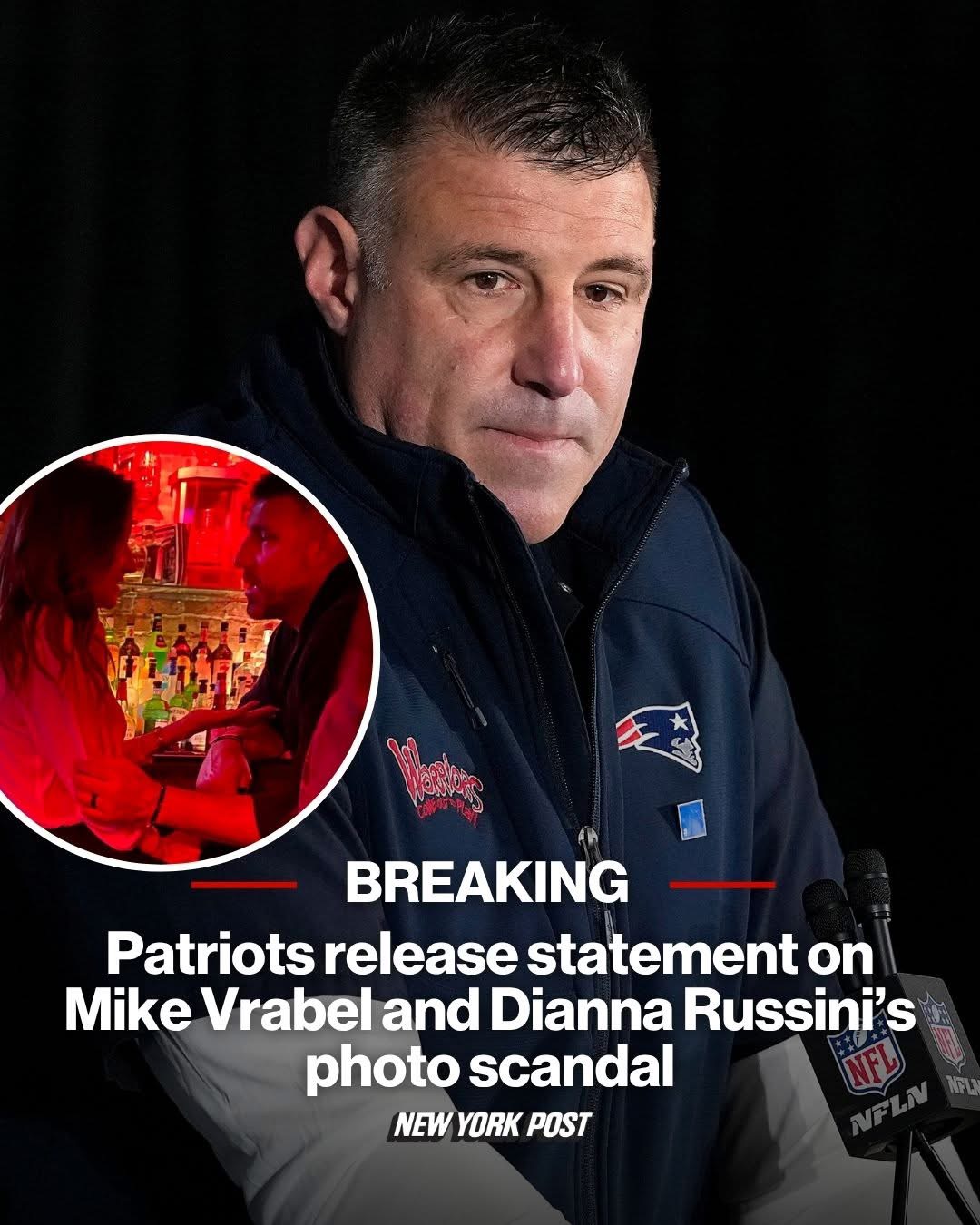 Patriots release statement on Mike Vrabel and Dianna Russini’s photo scandal
