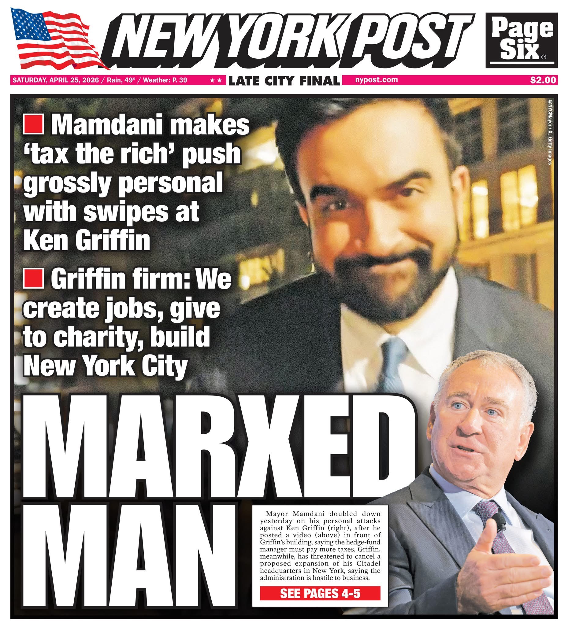 Mamdani doubles down on Ken Griffin attack despite Citadel’s threat to pull $6 billion NYC project